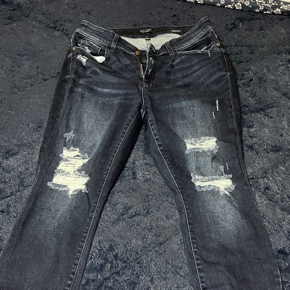 Judy Blue Dark Blue Distressed Skinny Jeans